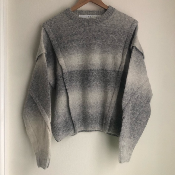 IRO Wool Alpaca Blend Valya Oversized Gray Ombre Pronounced Shoulder Sweater - Picture 4 of 10